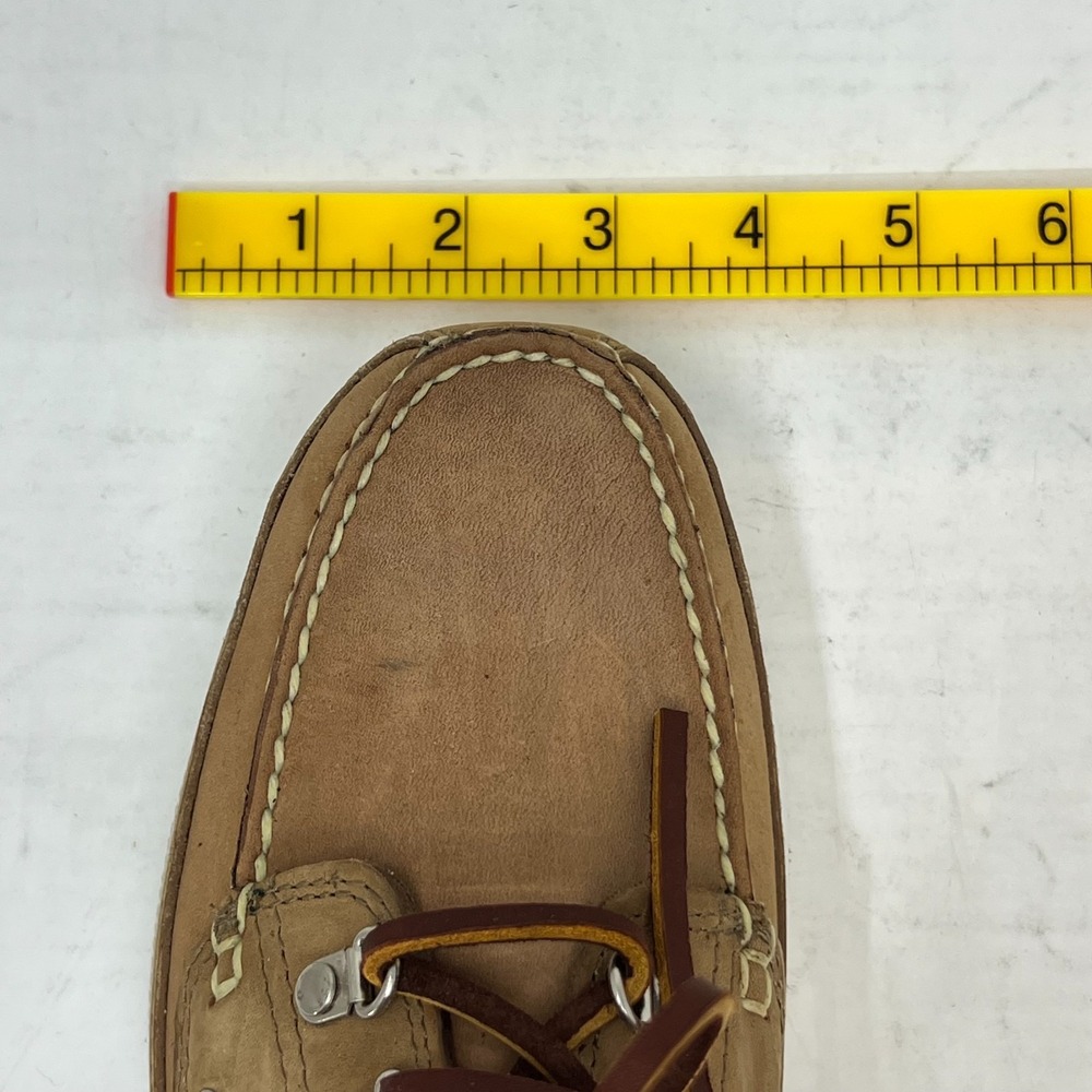 Polo Sport Ralph Lauren Boat Shoes Tan Leather Moc Toe Beige Men's 8D VTG NEW - Picture 16 of 16